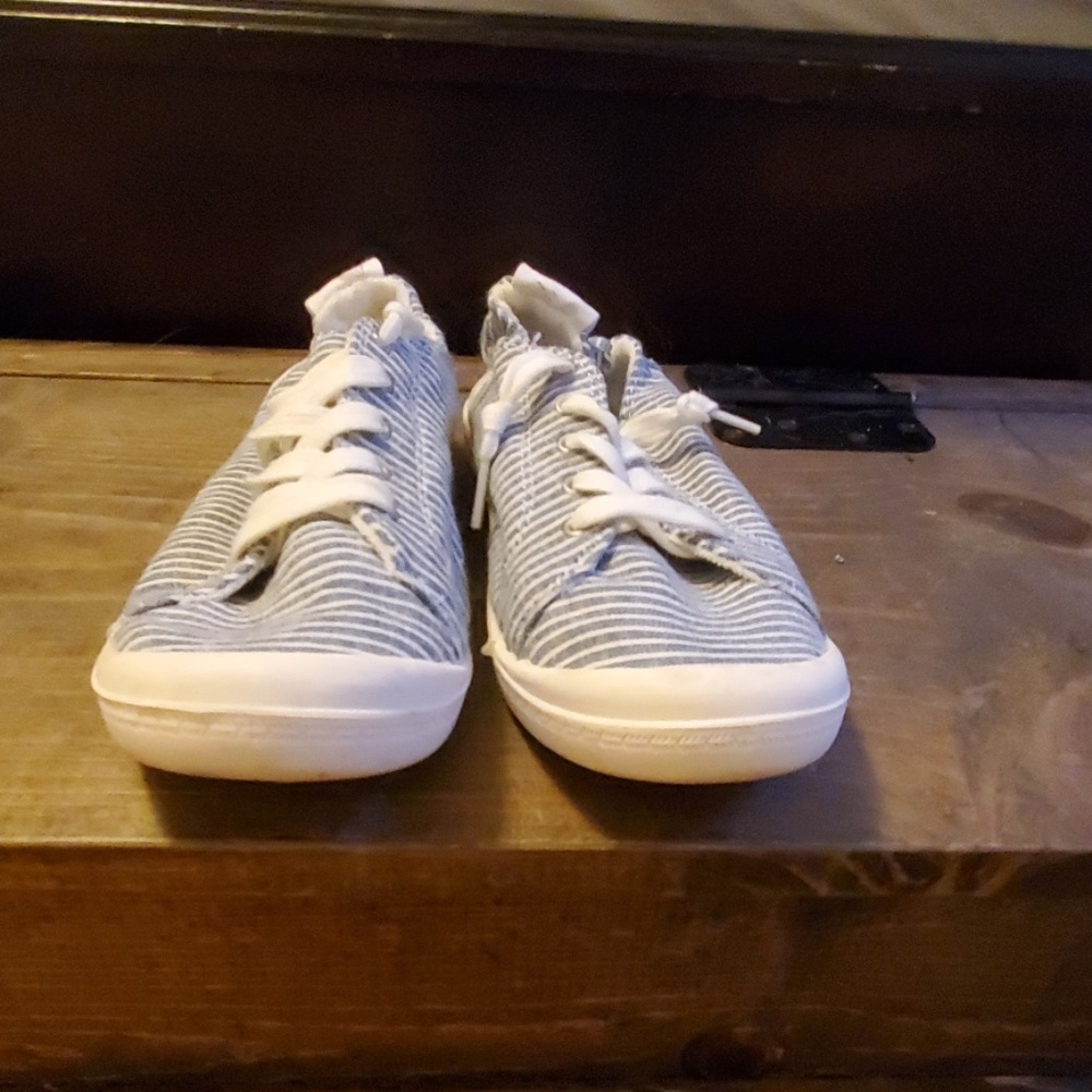 Blue & white striped sneakers